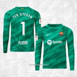 Camiseta Barcelona Jugador Portero Ter Stegen 2023-2024 Manga Larga Verde