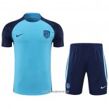 Chandal del Atletico Madrid 2022-2023 Manga Corta Azul - Pantalon Corto