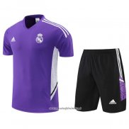 Chandal del Real Madrid 2022-2023 Manga Corta Purpura - Pantalon Corto