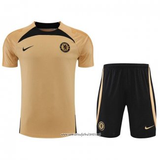 Chandal del Chelsea 2022-2023 Manga Corta Oro - Pantalon Corto