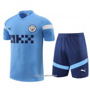 Chandal del Manchester City 2022-2023 Manga Corta Azul - Pantalon Corto