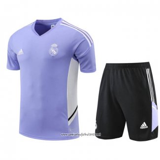 Chandal del Real Madrid 2022-2023 Manga Corta Purpura - Pantalon Corto