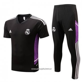 Chandal del Real Madrid 2022-2023 Manga Corta Negro y Purpura