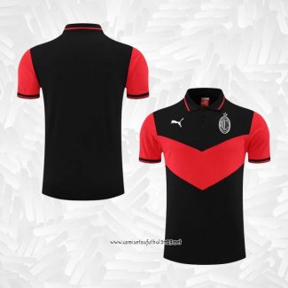 Camiseta Polo del AC Milan 2022-2023 Negro y Rojo