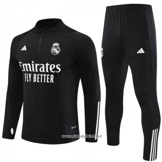 Chandal de Sudadera del Real Madrid 2023-2024 Nino Negro