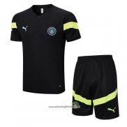 Chandal del Manchester City 2022-2023 Manga Corta Negro - Pantalon Corto