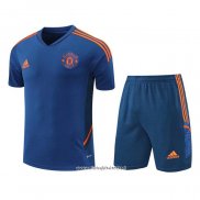 Chandal del Manchester United 2022-2023 Manga Corta Azul - Pantalon Corto