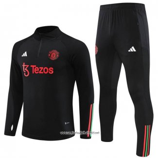 Chandal de Sudadera del Manchester United 2023-2024 Nino Negro