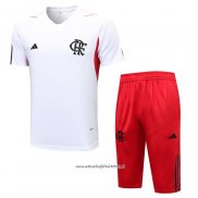 Chandal del Flamengo 2023-2024 Manga Corta Blanco - Pantalon Corto