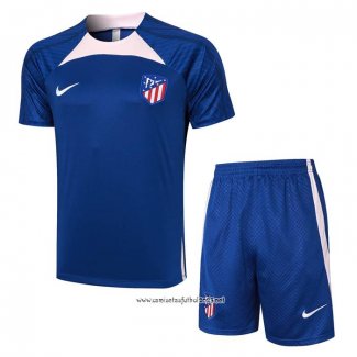 Chandal del Atletico Madrid 2023-2024 Manga Corta Azul - Pantalon Corto