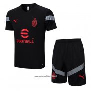 Chandal del AC Milan 2022-2023 Manga Corta Negro - Pantalon Corto