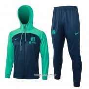 Chandal con Capucha del Barcelona 2023-2024 Nino Azul y Verde