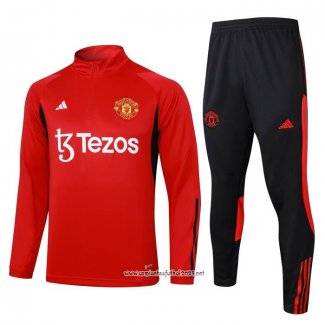 Chandal de Sudadera del Manchester United 2023-2024 Nino Rojo