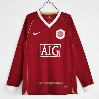 Retro Camiseta 1ª Manchester United 2006-2007 Manga Larga