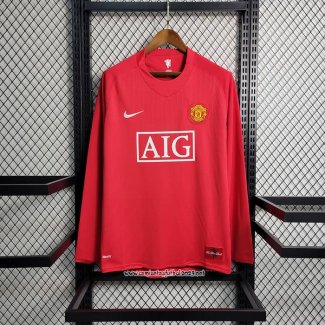 Retro Camiseta 1ª Manchester United 2007-2008 Manga Larga